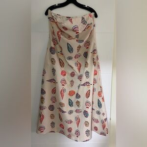 Vibrant Feather Print Strapless Dress